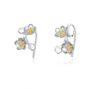Sterling Silver Sakura Flower Bouquet Hook Hypoallergenic Earrings