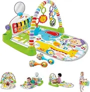 Fisher-Price Baby Playmat Deluxe Kick & Play Piano Gym, Green Musical Learning Toy with 2 Rattle Maracas for Developmental Play Newborns 0+ Months (Amazon Exclusive)