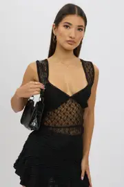 Black Lace Top Sleeveless - Size 16XL, Women's Top