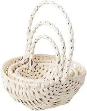 BESPORTBLE 3 pcs Woven Storage Basket with Handle Versatile Picnic and present Basket for Fruits and Home Organization Durable and Decorative