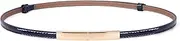 [JASGOOD] Women Skinny Shiny Leather Belt Bowknot Buckle Belt Adjustable Thin Waist Belt for Dress