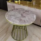 24" Natural Rose Quartz Stone Side Sofa & Bedroom Side Table Top Furniture Decor