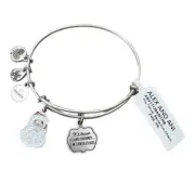NEW Alex and Ani THE OFFICE PHYLLIS SANTA DUO Charm Bangle Bracelet Silver NWT