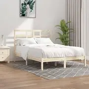 Bed Frame Queen Wooden Slats, Sturdy Pine Wood Platform, Queen Size Metal Bedframe for Bedroom, Modern Furniture - Base, Loft, Low Bed