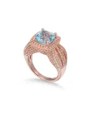Suzy Levian Rosed Silver 6.04 ct. tw. Gemstone Statement Ring