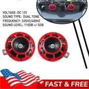 Red Electric Compact Car Horn Super Loud For Car SUV Truck 12V 115db 125 mm USA (for: Kia)