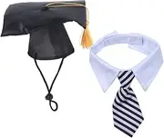 HANABASS 1pcs Pet Graduation Hat with Tie Creative Dog Headdress for Graduation Parties Comfortable Pet Accessories for Photo Props and Celebrations