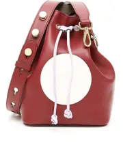 Fendi Mon Tresor White Stamp Barolo Wine Leather Bucket Bag