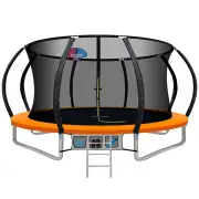 12FT Trampoline for Kids w/ Ladder Trampoline Enclosure Safety Net Rebounder Orange
