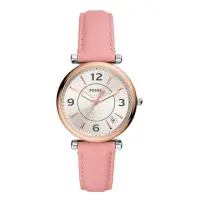 在飛比找momo購物網優惠-【FOSSIL】玫瑰金粉色皮帶款女錶 錶徑35MM(ES51