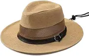 [HAMKVBPR] Men's Straw Hat Men's Straw Bowler Hat Summer Breathable Sun Hat Holiday Hat