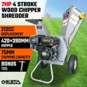 IKETA 7HP Wood Chipper 3" Garden Shredder Mulcher 212CC Petrol Upright Portable