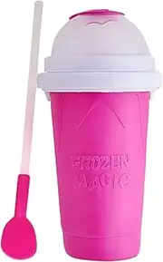 EZONEDEAL Slushie Maker Cup Slushy Cup, Double Layer Squeeze Slushy Maker Cup, Quick Frozen Magic Squeeze Cup, DIY Homemade Milk Shake Ice Cream Maker Slushie Cup, for Children and Family (Pink)