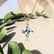 Square-Cut Pendant Necklace Embellished With SWAROVSKI® Crystals in Rose Gold