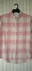 Ladies Madewell Button Up Shirt Pink White Plaid Long Sleeve Small Pockets