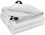 Heavy Duty 500g/m² Canvas Tarp Cover Waterproof Ground Sheet 1.6x2m 2x2m 2x3m 3x4m 4x5m Tear Resistant Tarpaulin with Grommets and Reinforced Edges, White(2x2.5m(6.5ftx8.3ft))