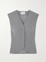 [ST. AGNI] ST. AGNI - + Net Sustain Pinstriped Wool-blend Vest - Gray - small small Gray