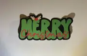 Merry Christmas Scrapbook Title Handmade Paper Pierced