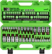 SWANLAKE 32 Piece Hex Bit Socket Set,Sae and Metric, 1/4'', 3/8', 1/2'' Drive So