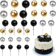 30 PCS Balls Cake Topper Foam Ball Cake Picks Faux Pearl Ball Shaped Cupcake