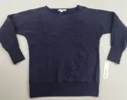 Chico's sweater pullover womens 0 US S Small 570357305 navy 5% wool Dewberry $79