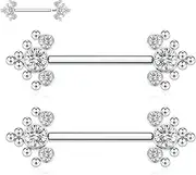 [GAGABODY] Pair 14G 16G G23 Solid Titanium Shield Nipple Rings Nipple Barbell Internally Threaded Nipple Jewelry Tongue Piercing Bridge Piercing Jewelry 12mm-18mm
