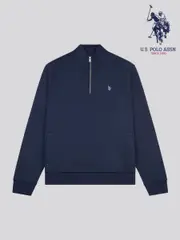 U.S. Polo Assn. Blue Mens Smart Interlock Funnel Neck Sweatshirt (H58201) | $161