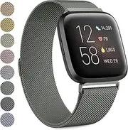 Strap compatible with Fitbit Versa Strap/Fitbit Versa 2 Straps for Women Men, Breathable Stainless Steel Mesh Loop Adjustable Wristband Replacement Metal Strap