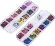 Vaguelly 2 Boxes Heart Shaped Nail Paillettes Glittery Manicure Sequins for DIY Nail Art for Parties Home Decor and Crafts Includes