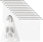 [Heveer] Shoe Bag Travel 40 x 50 cm Translucent Storage Bag with Drawstring for Shoes Clothes Travel Accessories Pack of 12, Transparent, Simplicity