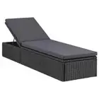 Sunlounger Poly Rattan Black and Dark Grey vidaXL