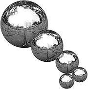 5Pcs Stainless Steel Mirror Polished Gazing Balls for Outdoor Garden Decorations Reflective Hollow Spheres Durable Shatterproof Decorative Balls