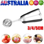 Stainless Steel Ice Cream Scoop Spoon Spring Handle Cookie Kitchen Portable
