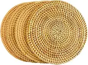 Woven Trivet for Hot Dishes-Insulated Hot Pads,4 Pcs Unique Present for Friends,Housewarming,Birthday,Living Room Decor,Holiday Party, (7.08" Round)