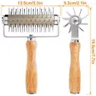 Pizza Dough Roller 430 Stainless Steel Pizza Dough Hole Maker with Wood BakFN