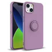 ZUSLAB iPhone 14 Plus Case Silicone Stand Magnetic Finger Ring Kickstand Bumper Protective Cover for Apple (2022) - Light Plum