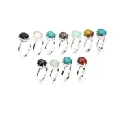 Wholesale 11PC 925 Solid Sterling Silver Black Onyx Mix Stone Ring Lot E126