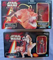 STAR WARS:EPISODE 1 ACTION FIGURES:OPEE & QUI-GON JINN /KAADU AND JAR JAR BINKS,