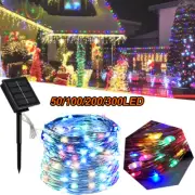 Solar 200-300 LED Patio String Light Copper Wire Outdoor Waterproof Garden Decor