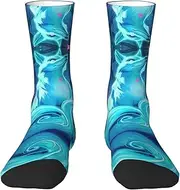 [EdWal] Soft Magic Blue Fox print Moisture Wicking Socks Sports Socks for Men and Women Warm thermal Boot Hiking Socks