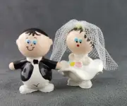 Cake Toppers Bride Groom Figures Tiny Marble People Handmade Miniature FREE SHIP