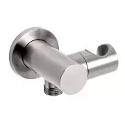 Brushed Nickel Round Hand Held Shower Head Holder Swivel Bracket Wall Connector