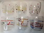 Set of 6 Galbiati ilano Borosilicate Glass Hand Blown Decorated Glasses