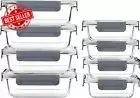 8 Pack Airtight Glass Meal Prep Containers with Snap Lock Lids