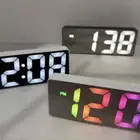 LED Mini Mirror Alarm Clock Electronic Digital Alarm Clock Desk Decorating QM