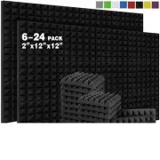 Studio Acoustic Foam Panel 6 12 24 Pcs Sound Insulation Treatment Board for K...