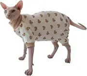 UOSIA Hairless Cat Clothes Sphynx Cat Four Leg Pajamas Cotton Soft Puppy Jumpsuit Skin-Friendly Cat Surgery Recovery Suit for Sphynx, Devon, Cornish Small Dogs Cats