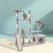 Cat Tree i.Pet Tower Scratching Post Scratcher Wood Condo House Toys Grey 135cm