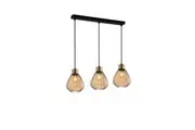 TULIP Pendant Lamp Light Interior ES 3 X 72W Bronze Amber Wine Glass Ribbed Square Base