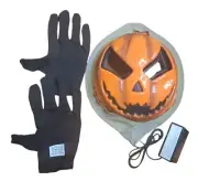 Halloween Battery Operated Blinking Light Up Scary Pumpkin Jack O' Lantern Mask